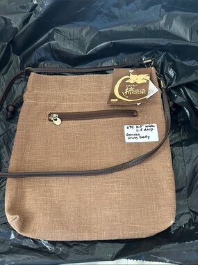 O74.   Canvas Crossbody Bag in Brown NWT
